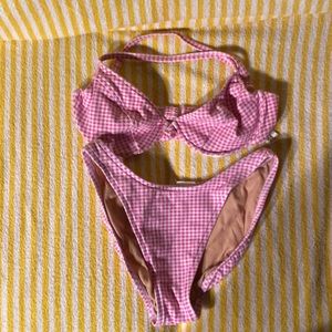 Rebel Pink & White Bikini Set Size L.